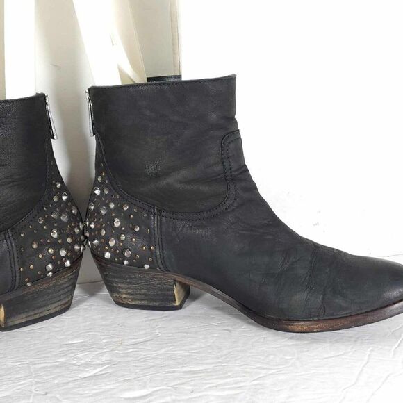 ZADIG & VOLTAIRE Women’s EU40 US 9-9,5 Black Leather Studded Ankle Boots - Picture 6 of 12